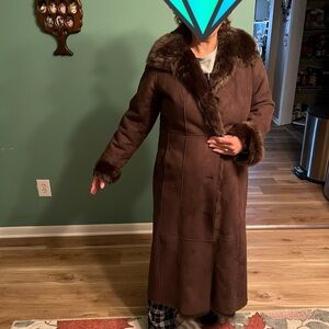 Dennis Basso Chocolate Fur-Trimmed Coat